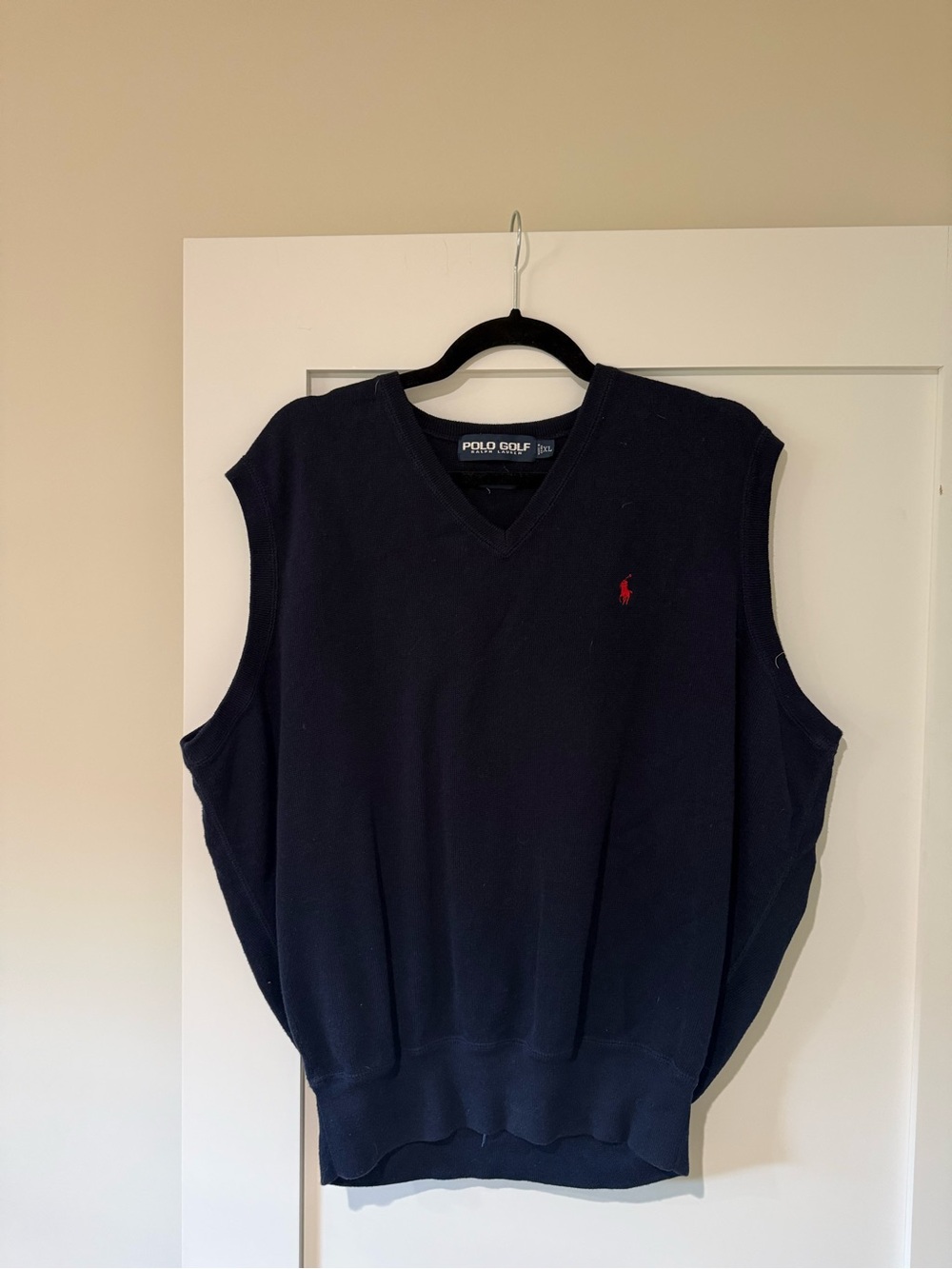 Ralph Lauren Navy V-Neck Sweater Vest with Red Pony